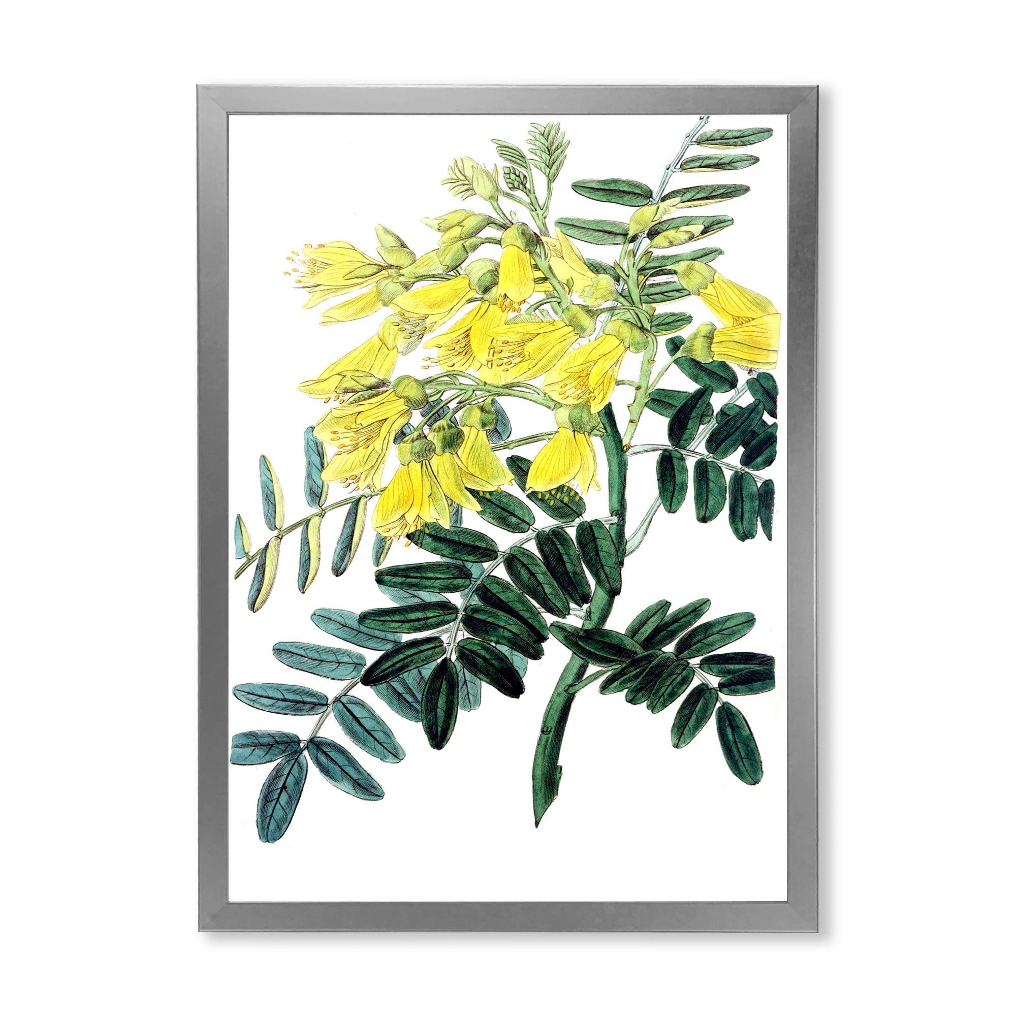 Designart 'Ancient Yellow Flower II' Traditional Framed Art Print