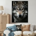 thumbnail image 1 of Designart "And White Grey Wolf I" Animals Floater Framed Wall Art Living Room, 1 of 7