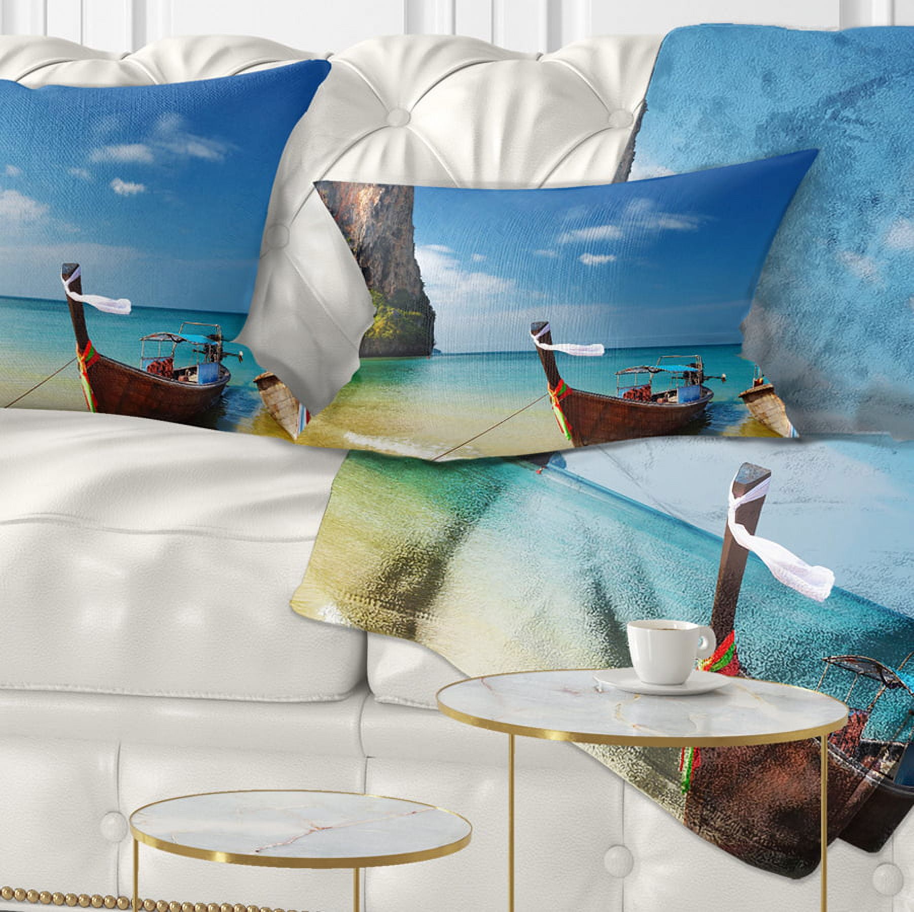 Designart Andaman Sea Tropical Beach - Photography Throw Pillow - 12x20