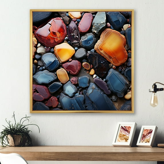 Designart "Angelic Stone Healing Power" Spiritual Stone Floater Framed Canvas Prints
