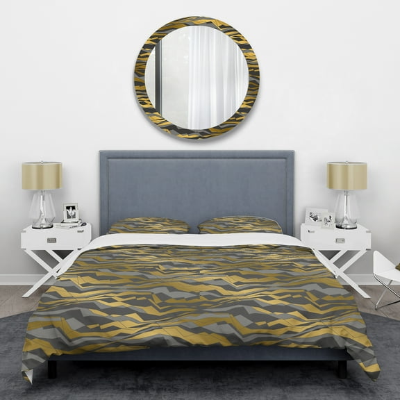 Designart 'Angled lines and waves pattern' Mid-Century Modern Duvet Cover Set