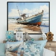 thumbnail image 1 of Designart "Angler'S Boat On Seashore" Coastal Boat Floater Framed Wall Art Living Room, 1 of 5