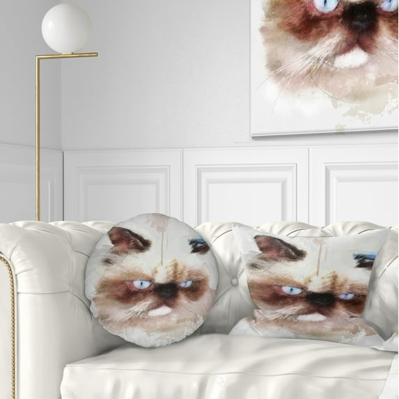 Designart Angry Brown Watercolor Cat Sketch - Animal Throw Pillow - 12x20