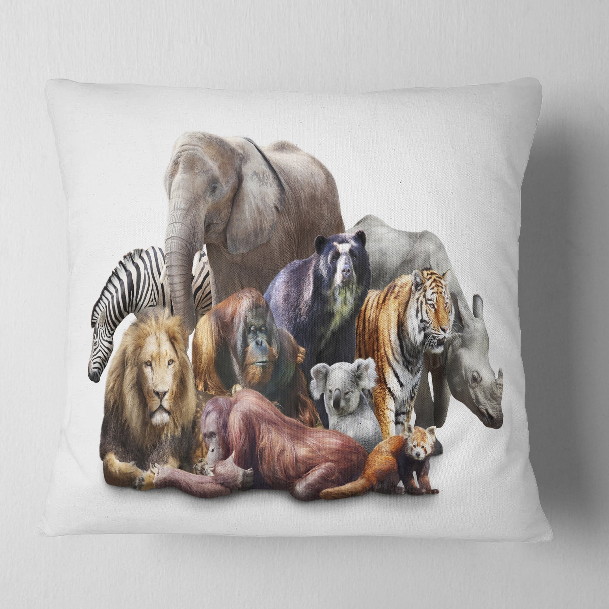 Designart Animals on White Background - Abstract Throw Pillow - 18x18