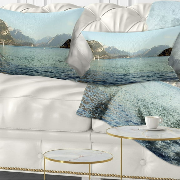 Designart Annecy Lake France Panorama - Landscape Printed Throw Pillow - 12x20