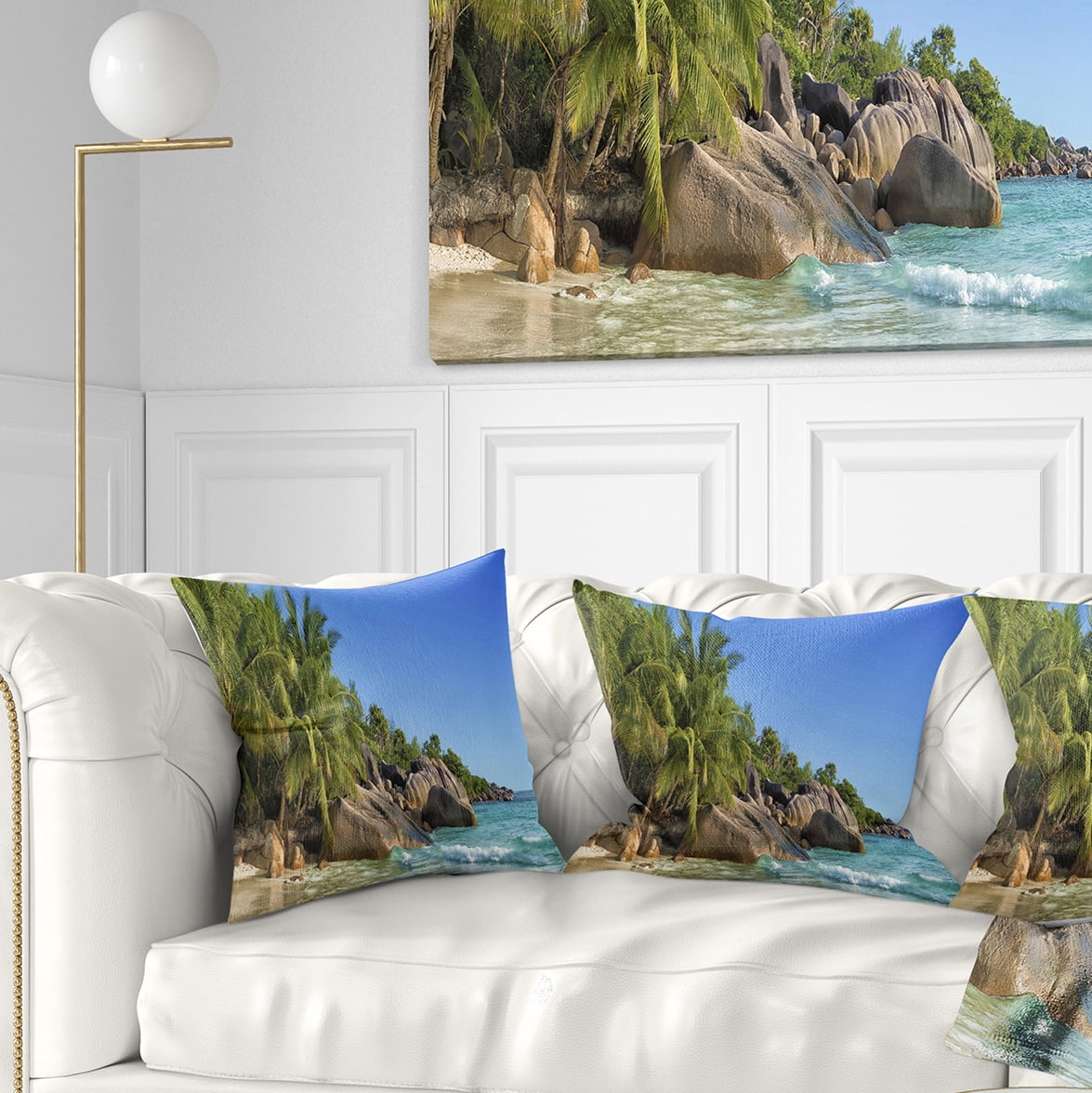 Designart Anse Lazio Praslin Island Seychelles - Seashore Throw Pillow - 18x18