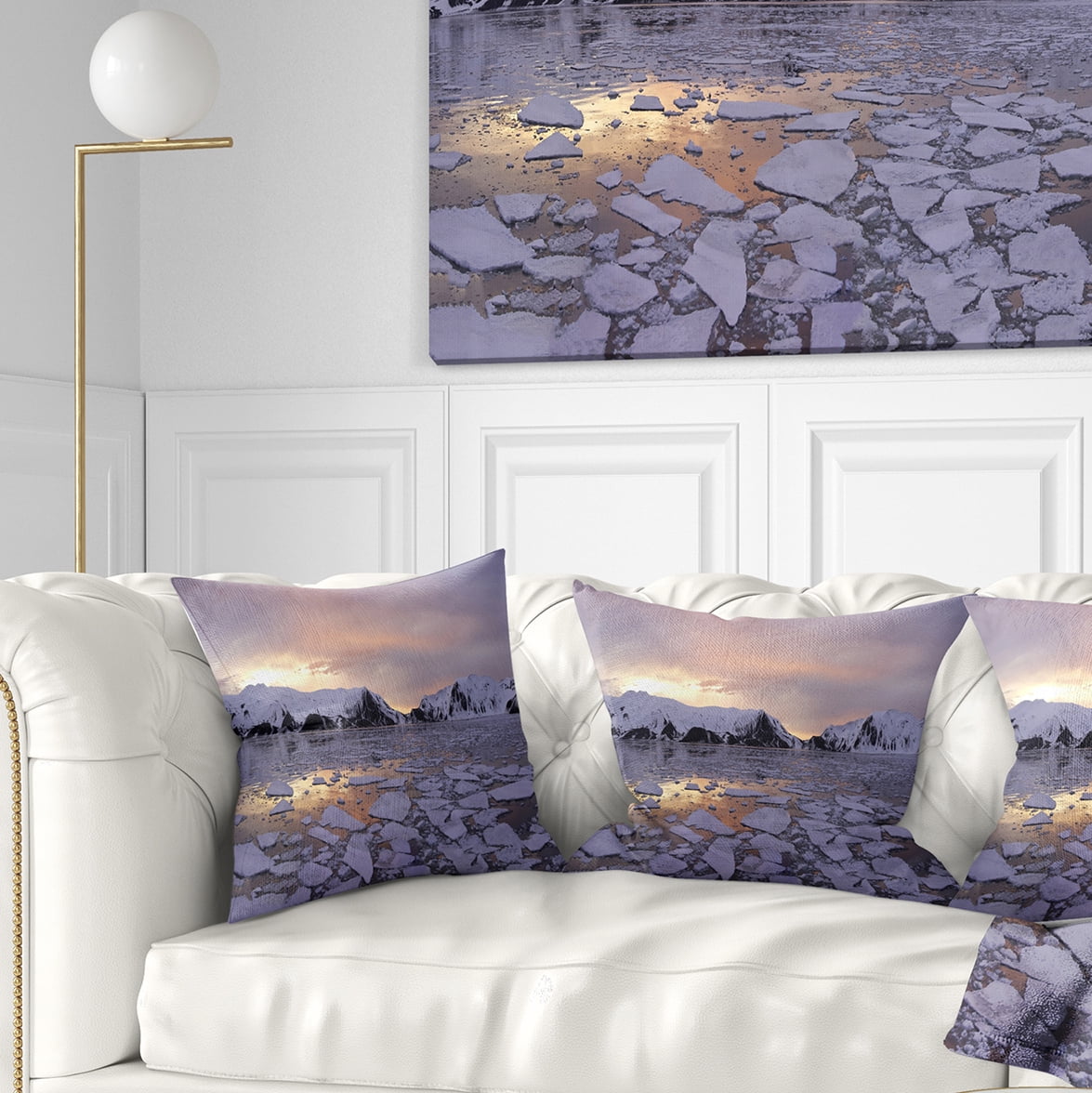 Designart Antarctic Summer Sunset - Seascape Throw Pillow - 16x16