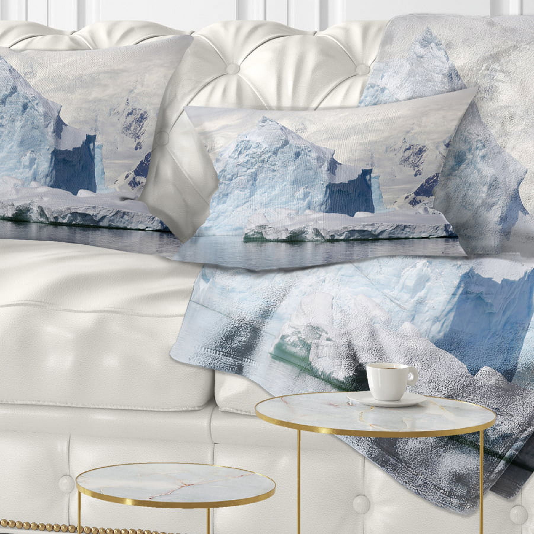 Designart Antarctica Mountains - Landscape Photo Throw Pillow - 12x20