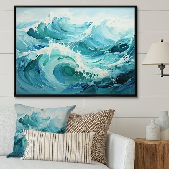 Designart "Antartica Frozen Ocean flow II" Winter Landscape Floater Framed Wall Art Print