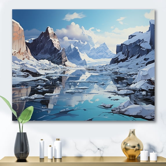 Designart "Antartica modern Tundra Bold I" Winter Landscape Wall Art Living Room