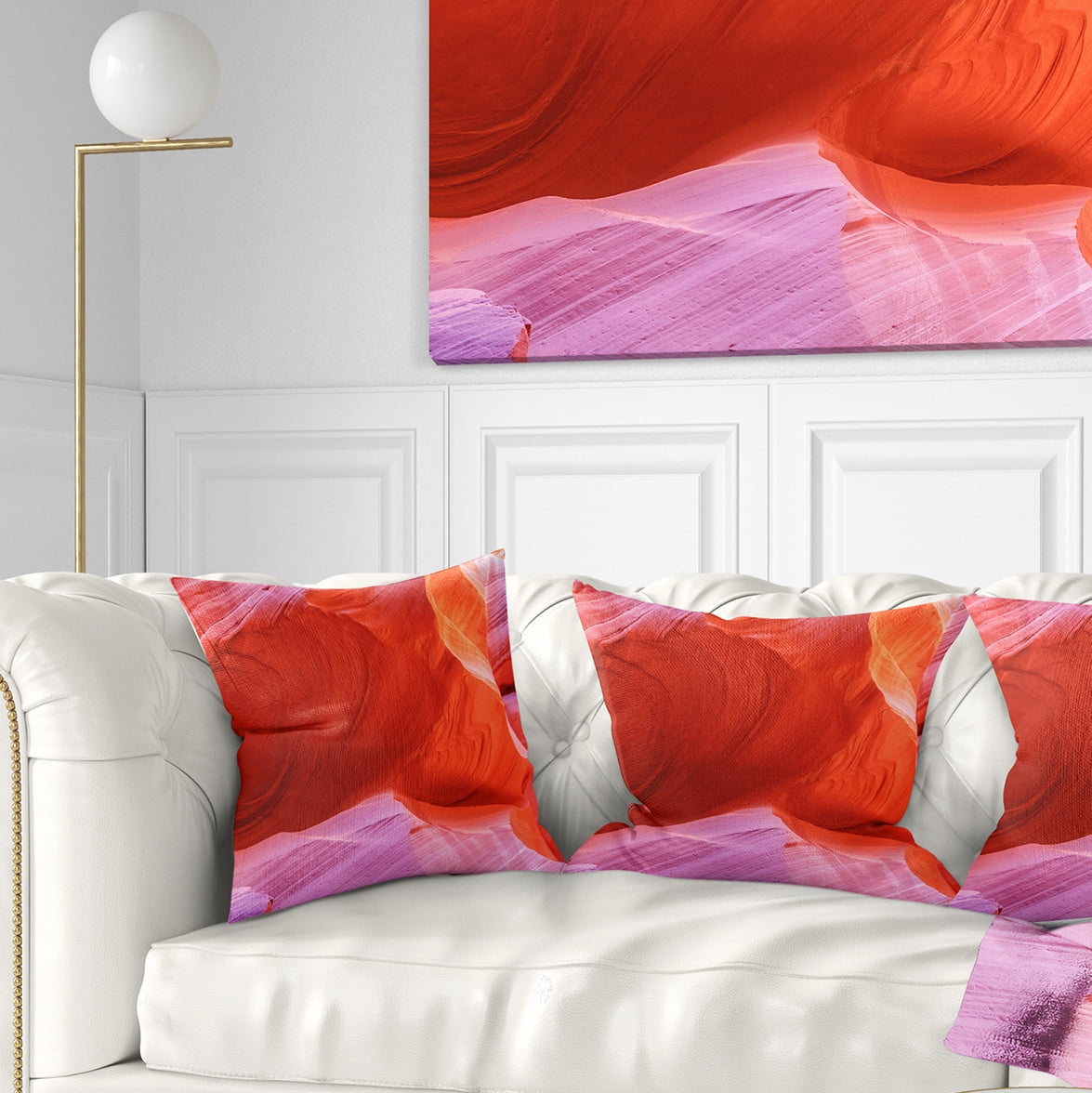 Designart Antelope Canyon Cave Inside - Landscape Photography Throw Pillow - 16x16