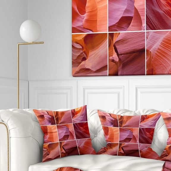 Designart Antelope Canyon Collage - Landscape Photo Throw Pillow - 16x16