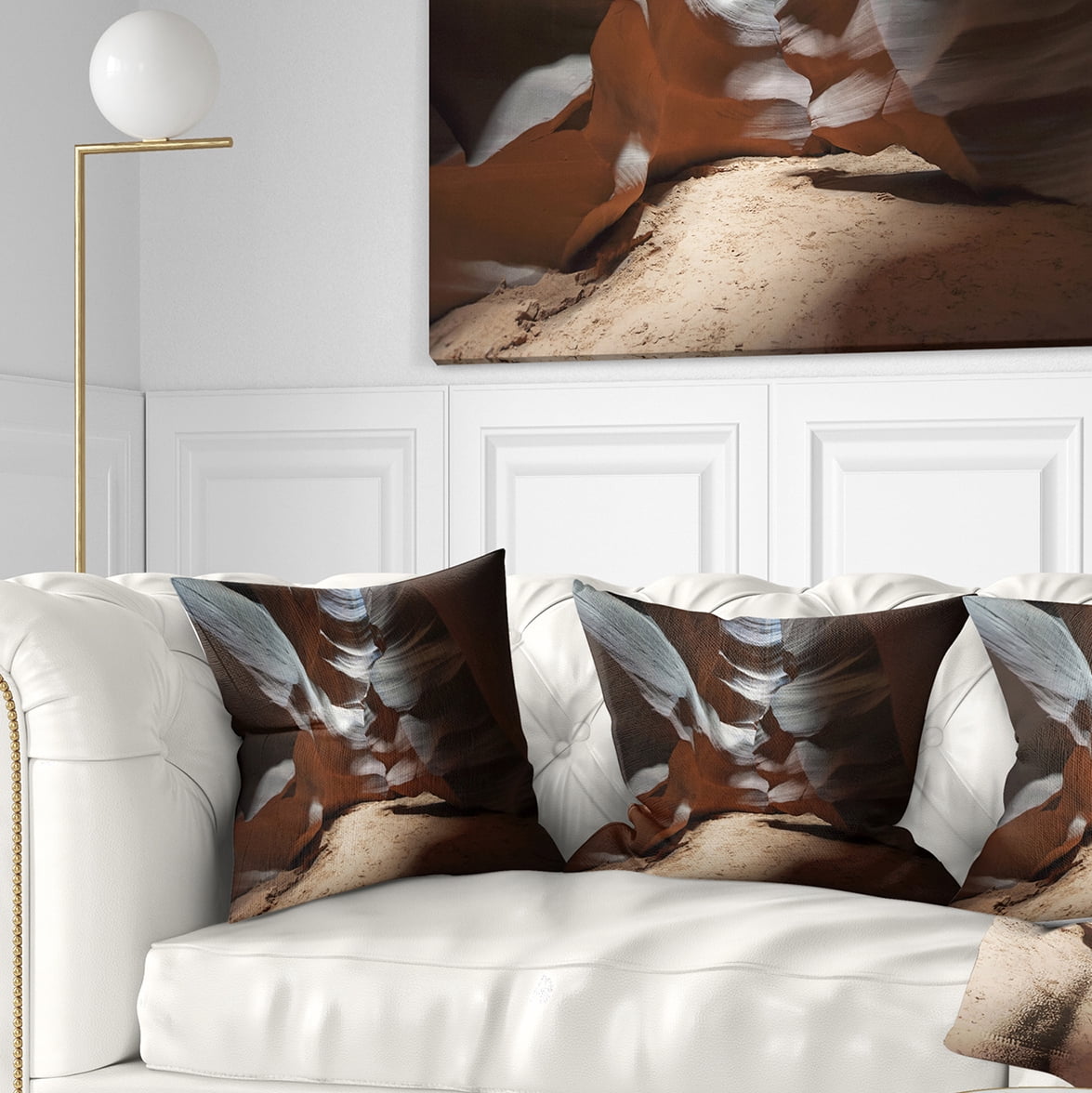 Designart Antelope Canyon Dark Inside - Landscape Photo Throw Pillow - 18x18
