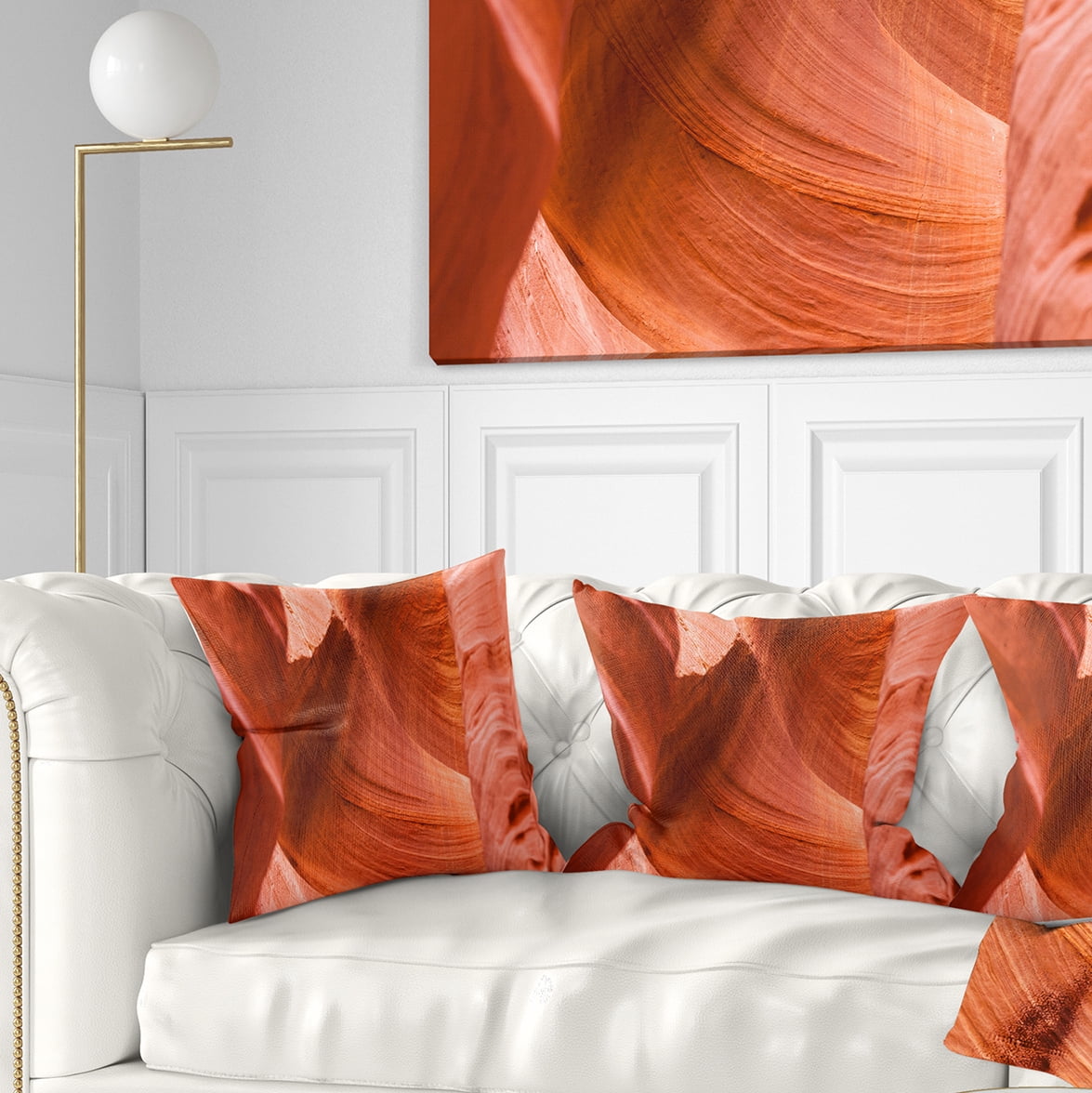 Designart Antelope Canyon Details - Landscape Photo Throw Pillow - 18x18