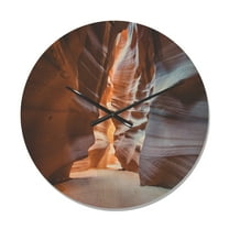 Designart 'Antelope Canyon Glow Inside Landscape' Modern Wood Wall Clock