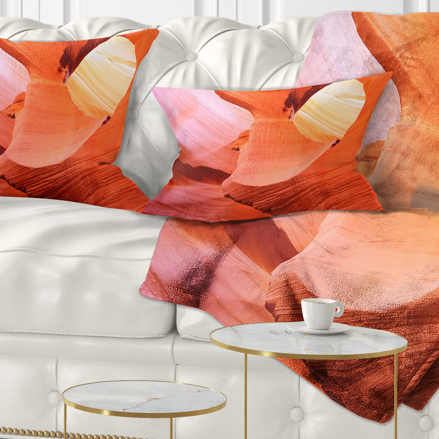 Designart Antelope Canyon Inside - Landscape Photo Throw Pillow - 12x20