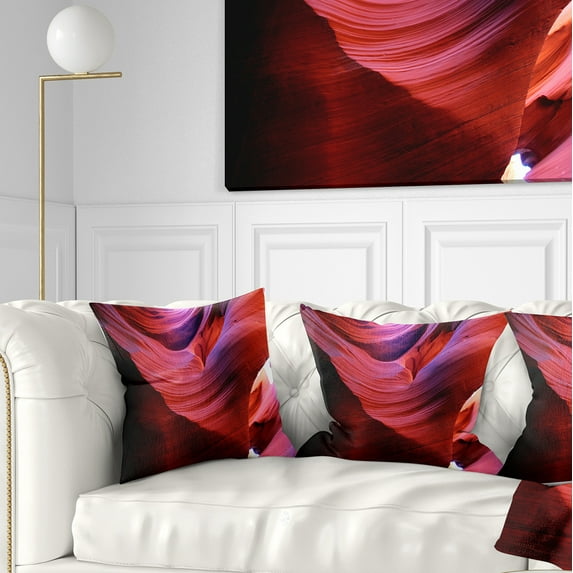 Designart Antelope Canyon Light Rays - Landscape Photography Throw Pillow - 16x16