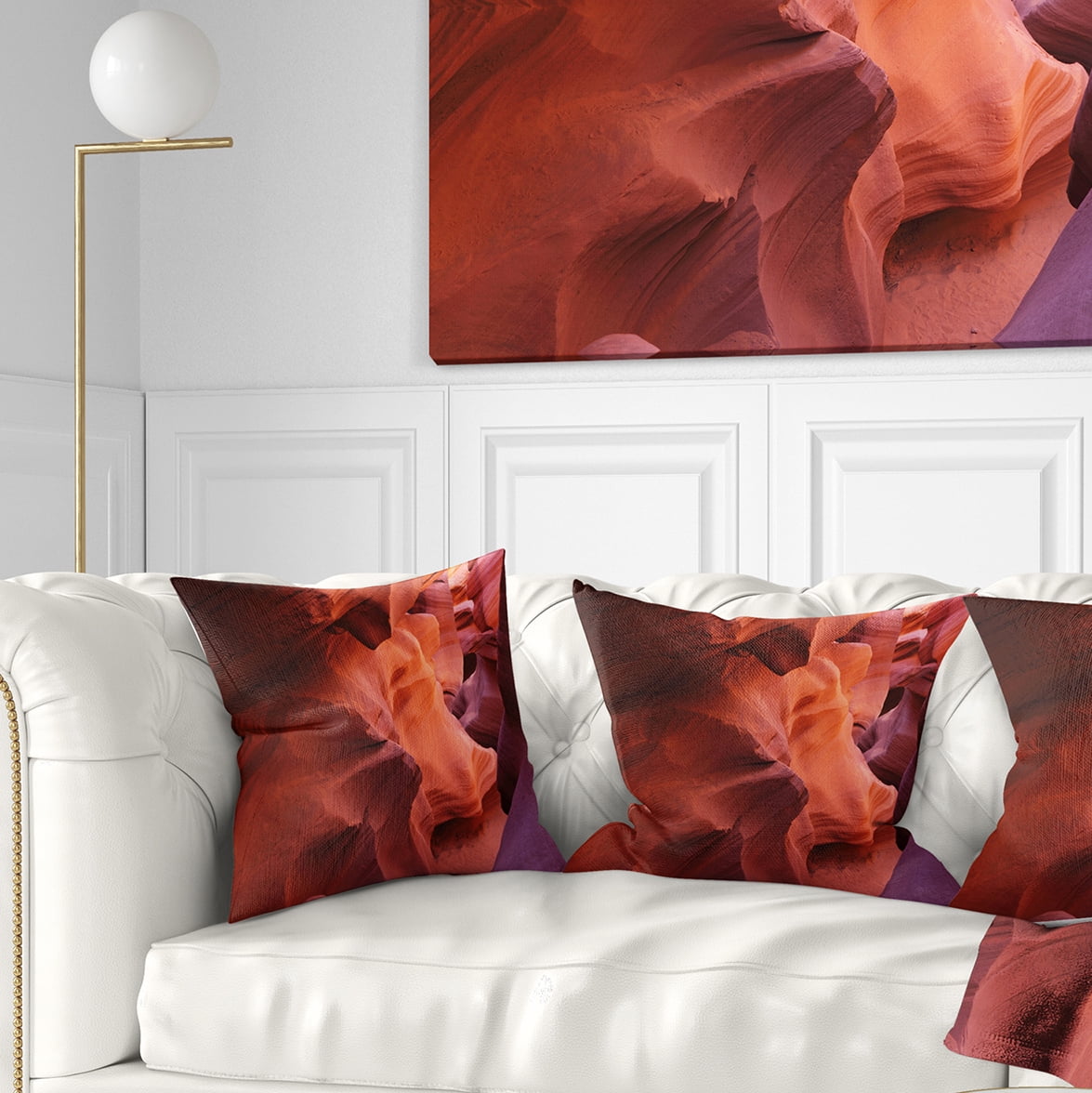 Designart Antelope Canyon Magical Shades - Landscape Photography Throw Pillow - 16x16