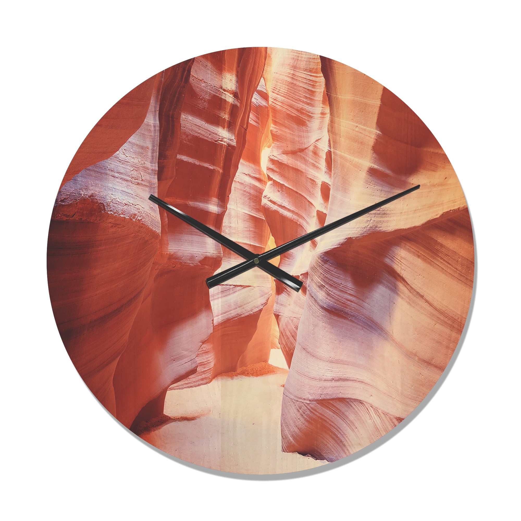 Designart 'Antelope Canyon Panoramic View' Modern Wood Wall Clock