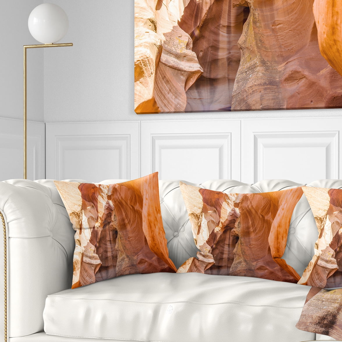 Designart Antelope Canyon Sandstone - Landscape Photo Throw Pillow - 16x16