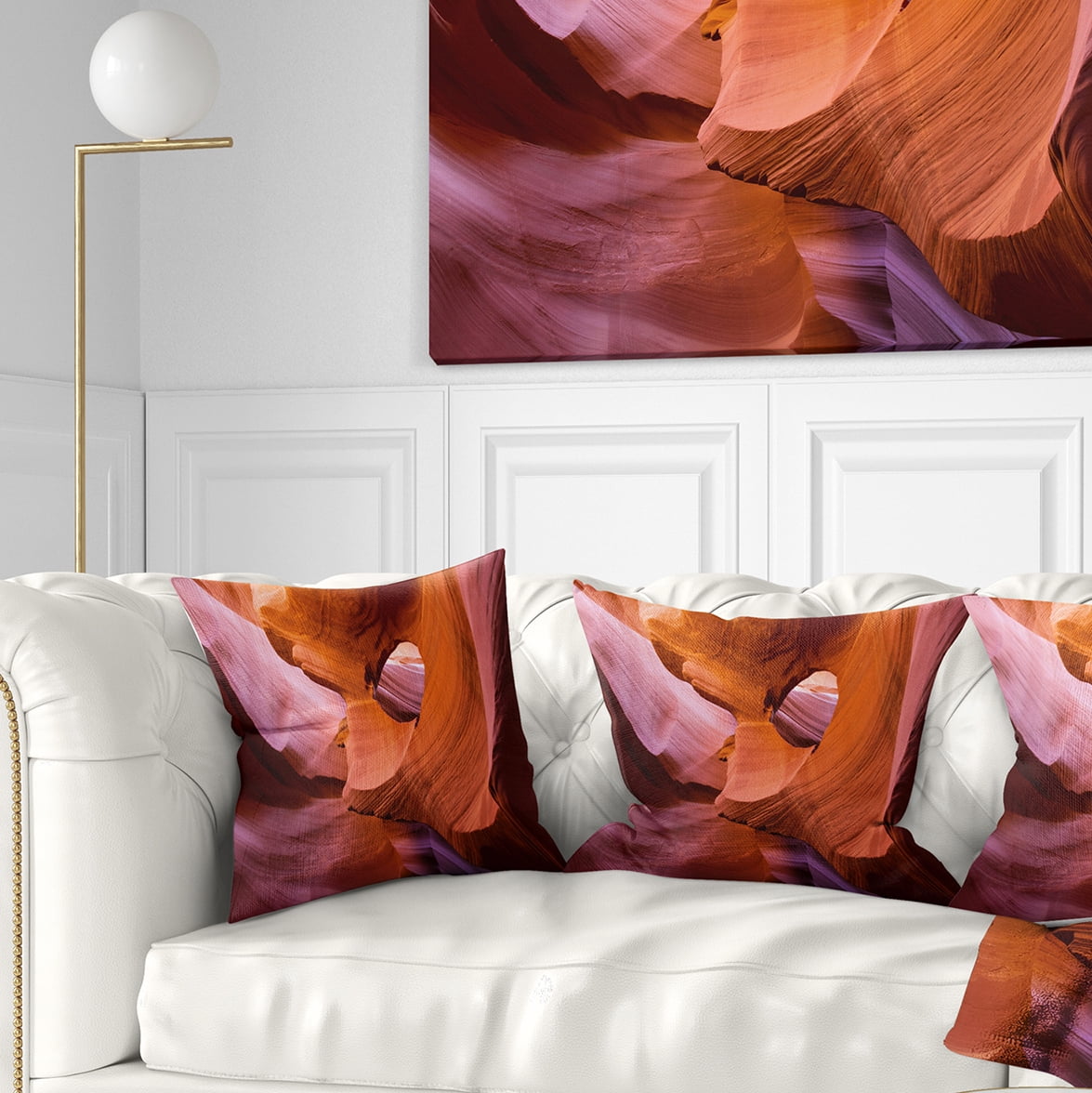Designart Antelope Canyon Sandstone Waves - Landscape Photography Throw Pillow - 18x18