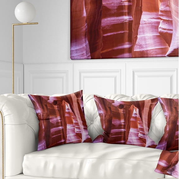 Designart Antelope Canyon Structures - Landscape Photography Throw Pillow - 16x16