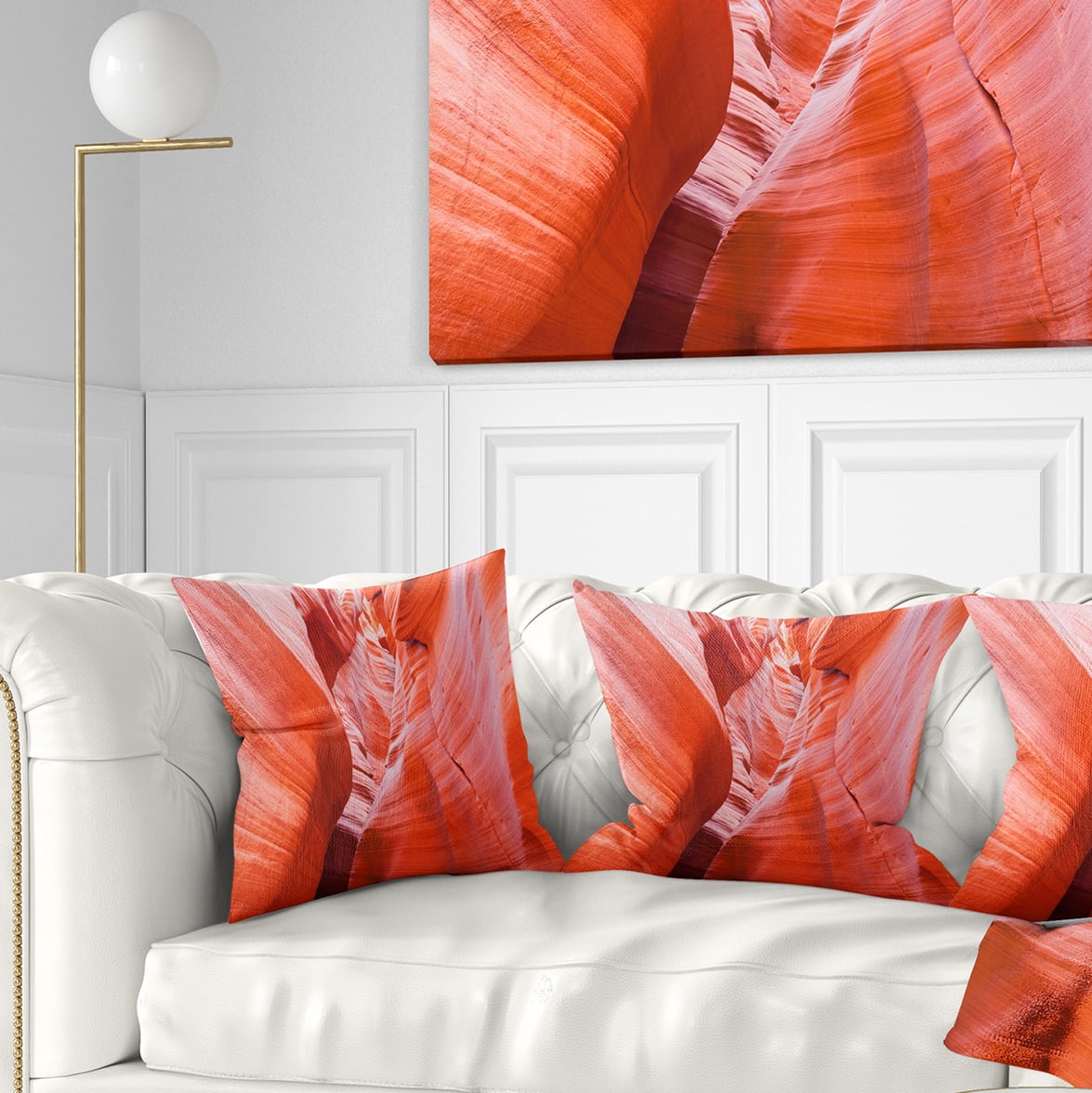 Designart Antelope Canyon Walls - Landscape Photo Throw Pillow - 16x16