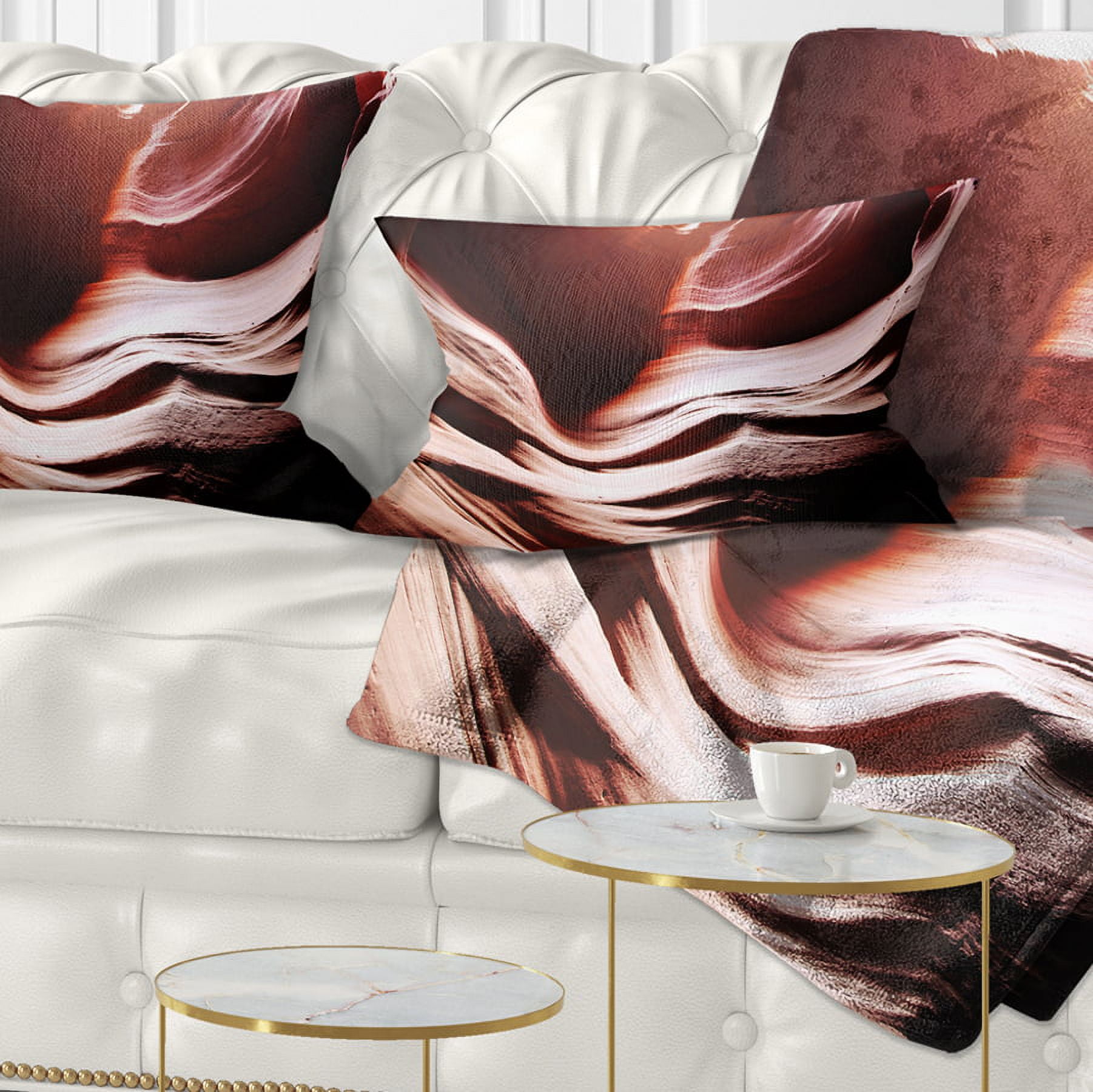 Designart Antelope Canyon in Brown Shade - Landscape Photography Throw Pillow - 12x20