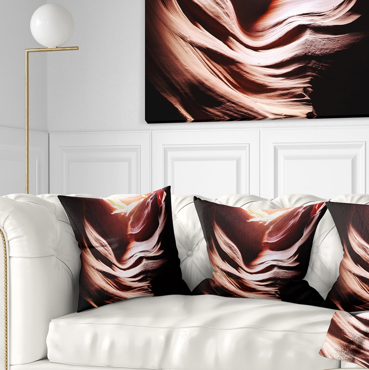 Designart Antelope Canyon in Brown Shade - Landscape Photography Throw Pillow - 18x18