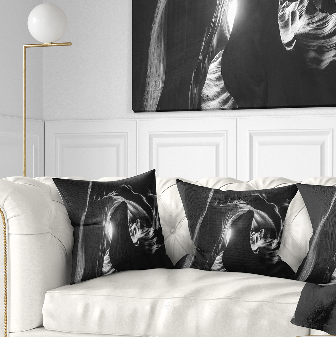Designart Antelope Canyon in Navajo - Landscape Photography Throw Pillow - 16x16