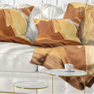 Designart Antelope Canyon with Light Rays - Landscape Photography Throw Pillow - 12x20