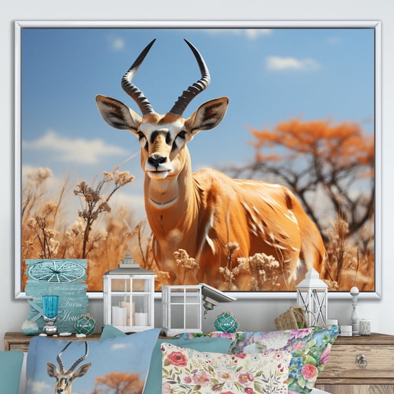 Designart "Antelope beautyful Wanderer" Animals Floater Framed Canvas Art Print