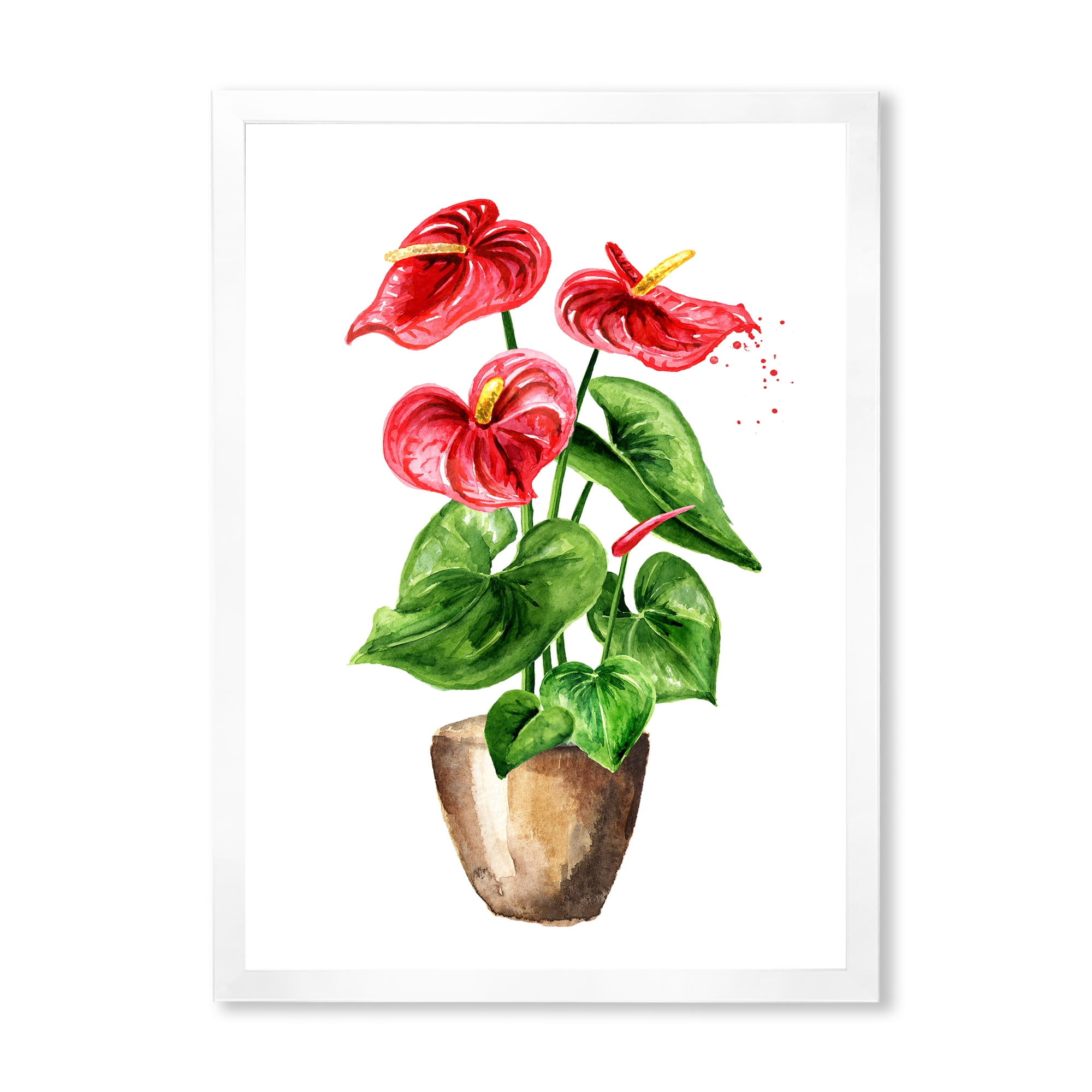 Designart 'Anthurium Tailflower In The Pot' Traditional Framed Art Print