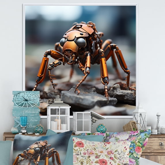 Designart "Antics In The Industrial World I" Animals Ant Floater Framed Canvas Prints