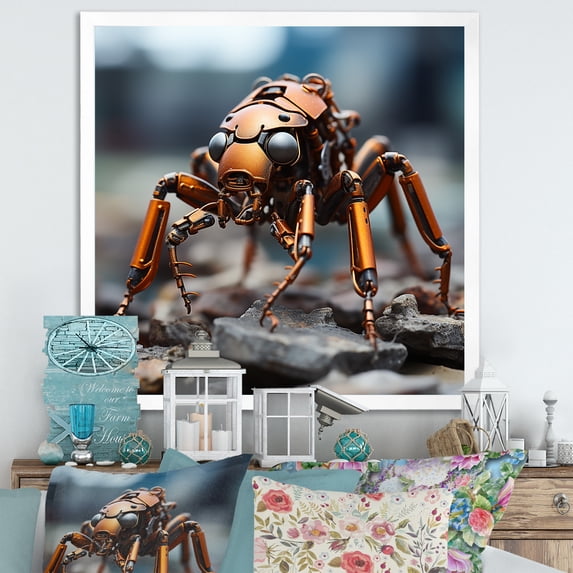 Designart "Antics In The Industrial World I" Animals Ant Picture Framed Canvas Prints