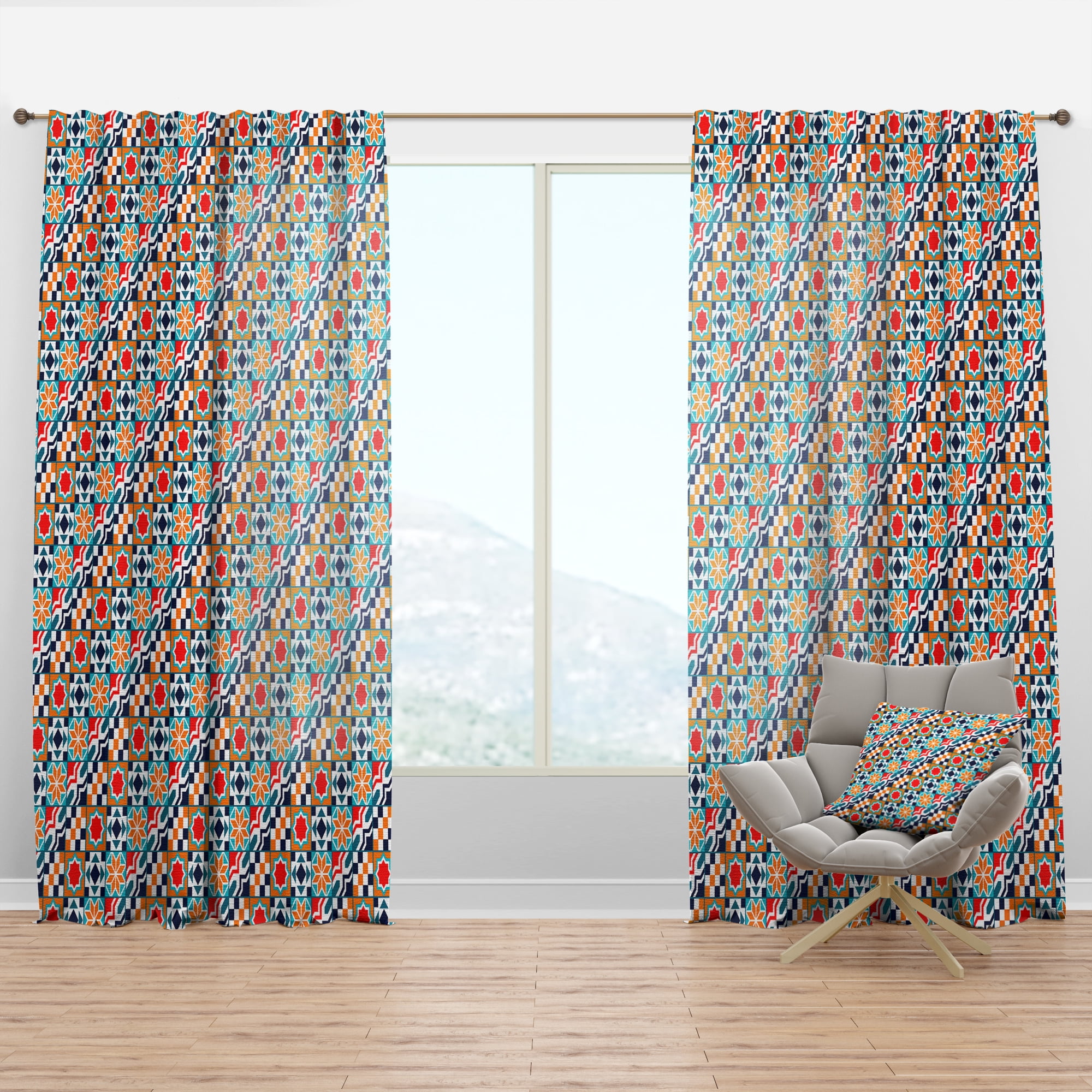 Designart 'Antique Broken Wood' Modern & Contemporary Curtain Panel