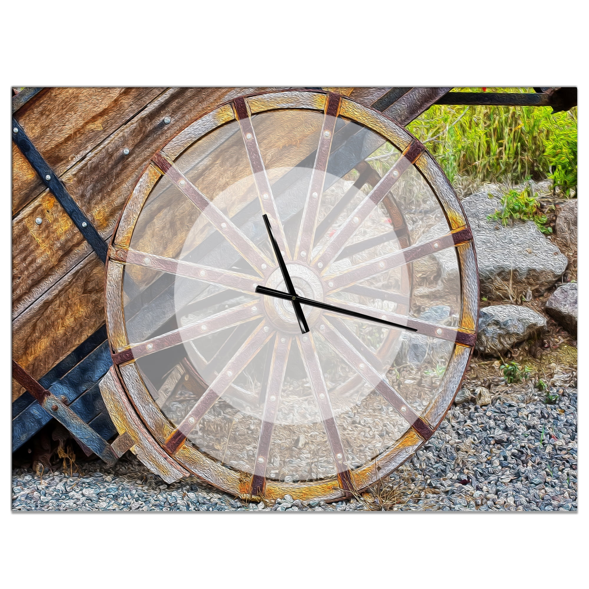 Designart 'Antique Cottage Wood Cart Wheel' Rustic Wall Clock