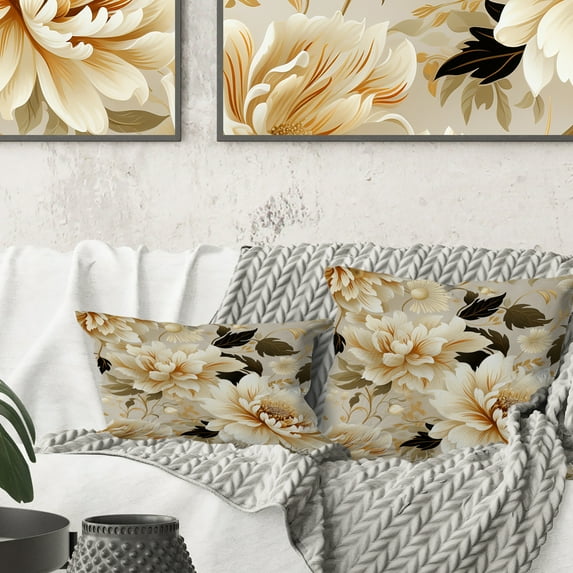 Designart "Antique Floral Symphony" Floral Printed Throw Pillow