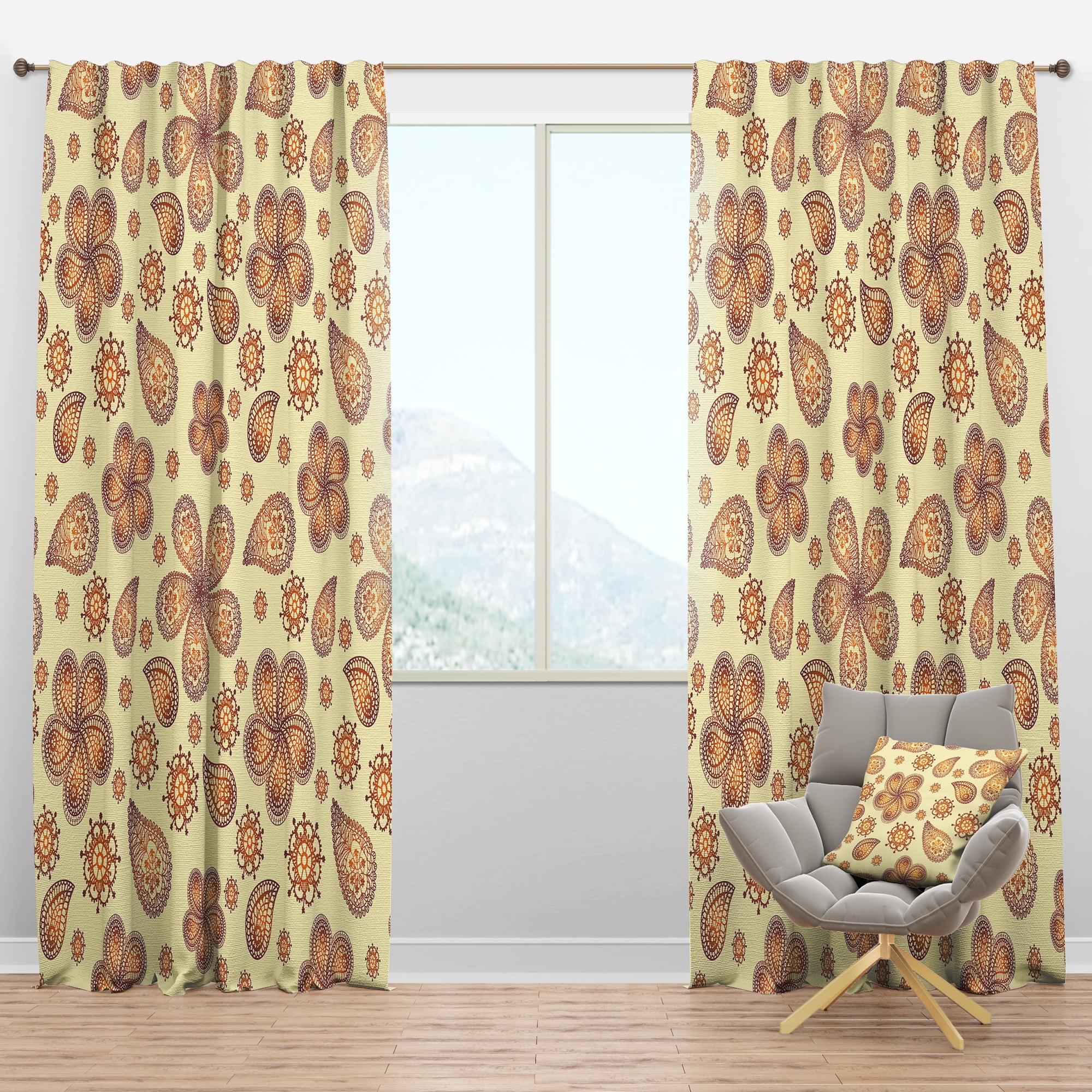 Designart 'Antique Flowers IV' Bohemian & Eclectic Blackout Curtain Panel