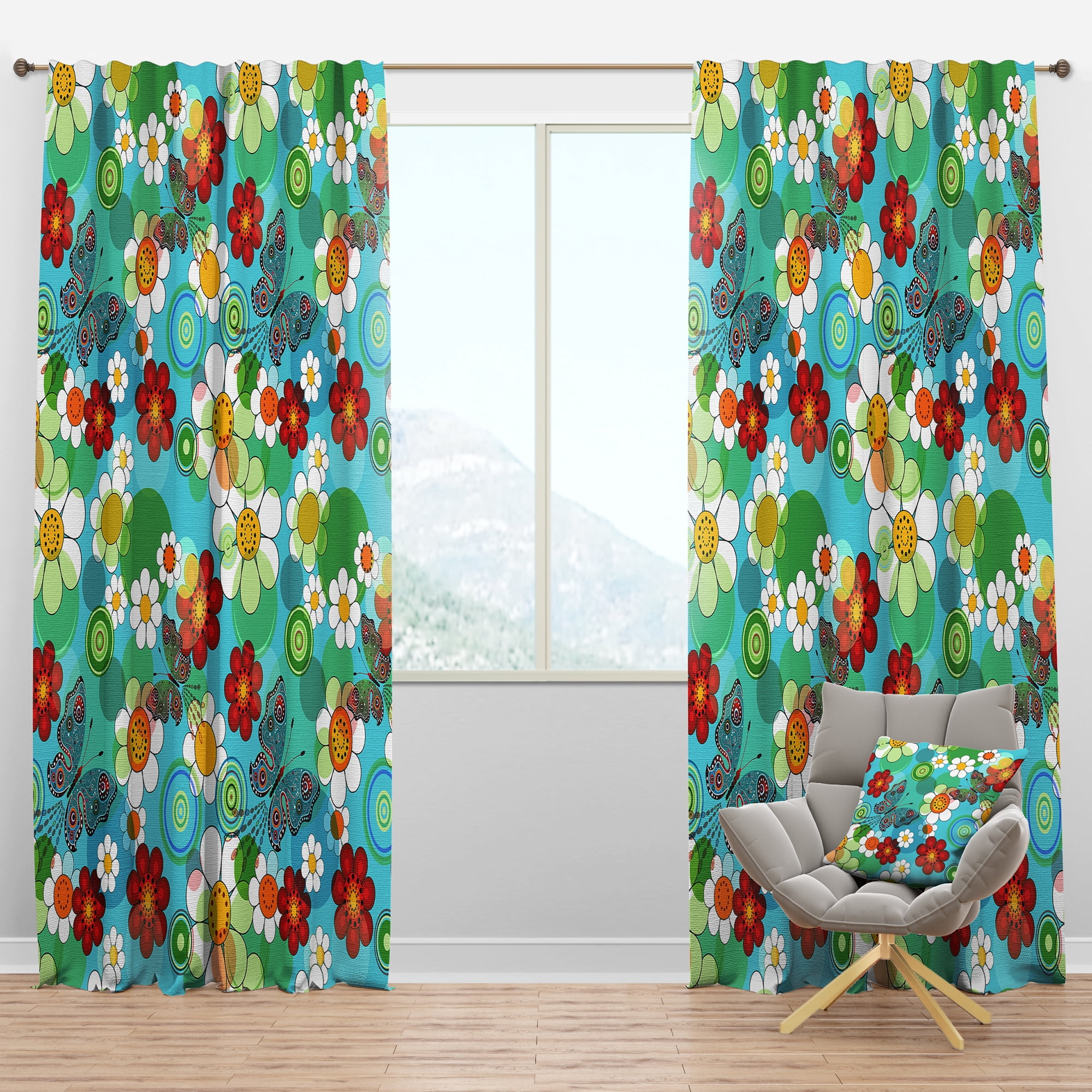 Designart 'Antique Flowers V' Bohemian & Eclectic Blackout Curtain Panel