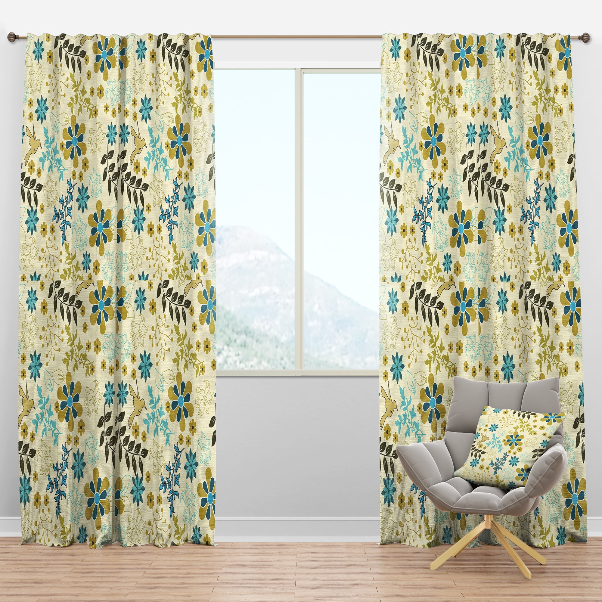 Designart 'Antique Flowers VII' Floral Blackout Curtain Panel