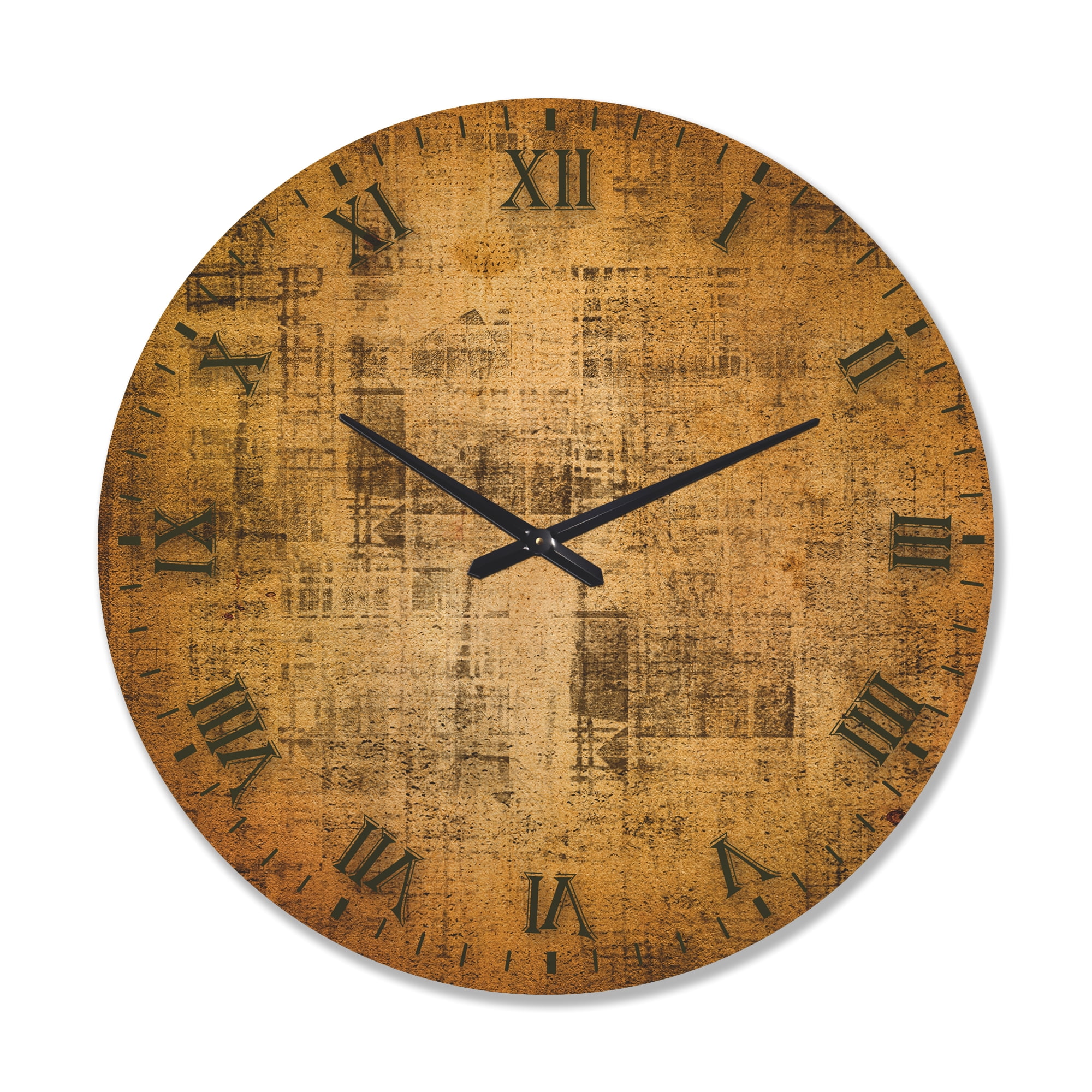 Designart 'Antique Golden Parchment ' Rustic Wood Wall Clock