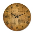 thumbnail image 1 of Designart 'Antique Golden Parchment ' Rustic Wood Wall Clock, 1 of 5