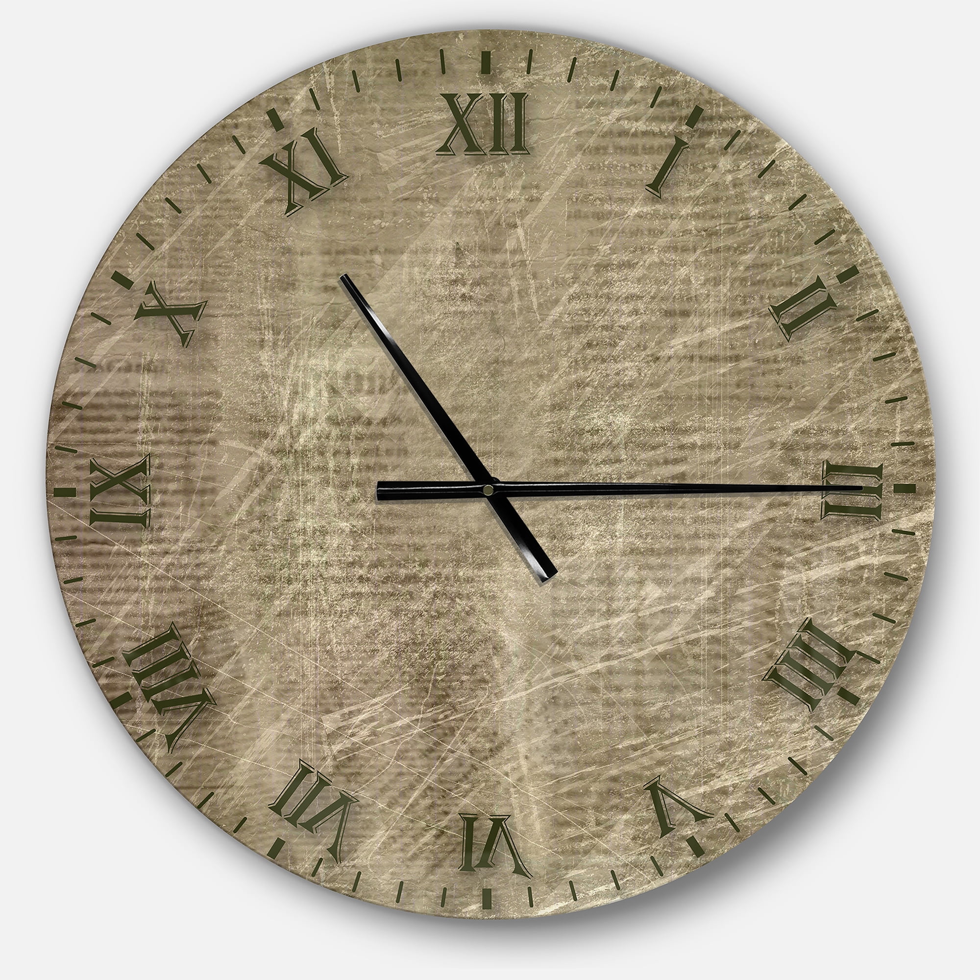 Designart 'Antique Old Paper Style' Metal Wall Clock