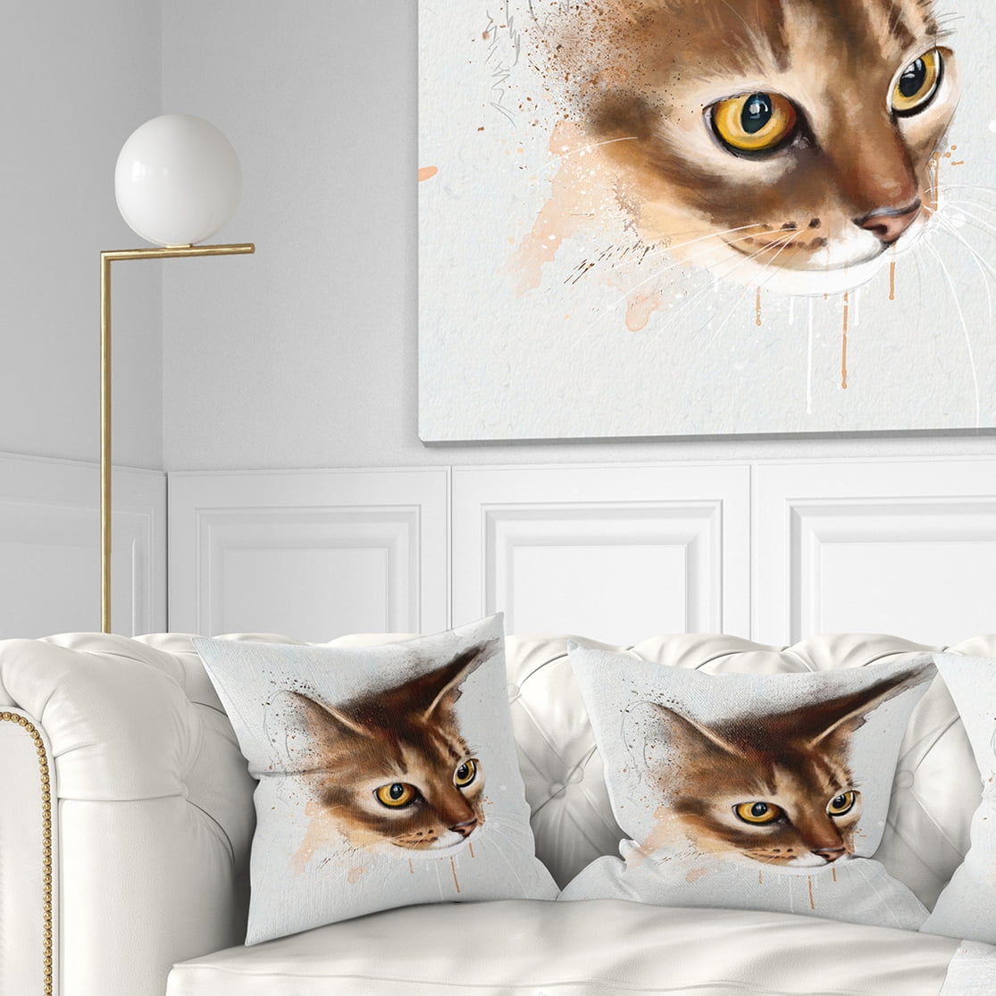Designart Anxious Brown Cat Watercolor Sketch - Animal Throw Pillow - 16x16