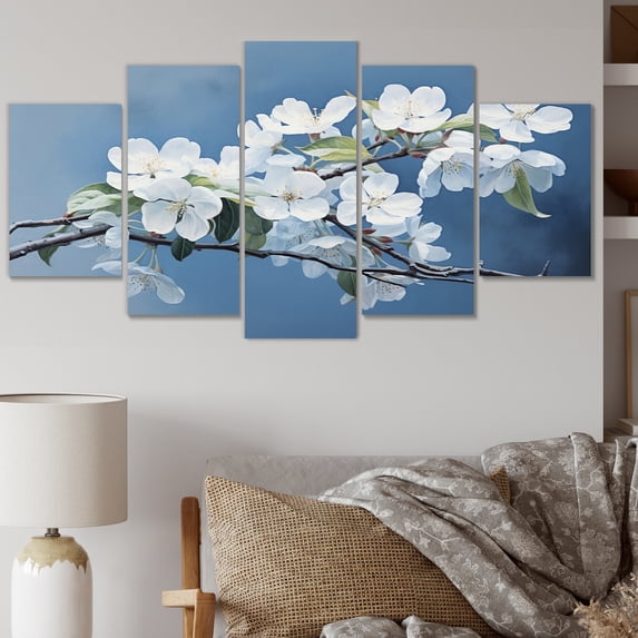 Designart "Apple Blossom Monochromatic gracefulness IX" Apple Blossom Metal Wall Décor Set