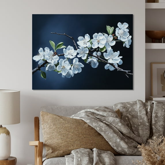 Designart "Apple Blossom Monochromatic gracefulness VI" Apple Blossom Metal Wall Art