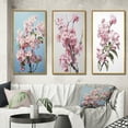 thumbnail image 1 of Designart "Apple Blossom Monochromatic gracefulness XIII" Floral Framed Wall Art Set Of 3 - Pink Apple Blossom Frame Gallery Wall Set For Home Decor, 1 of 7