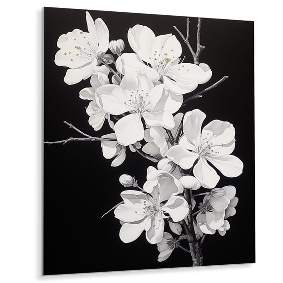Designart "Apple Blossom Monochromatic gracefulness XXVI" Floral Metal Art Print