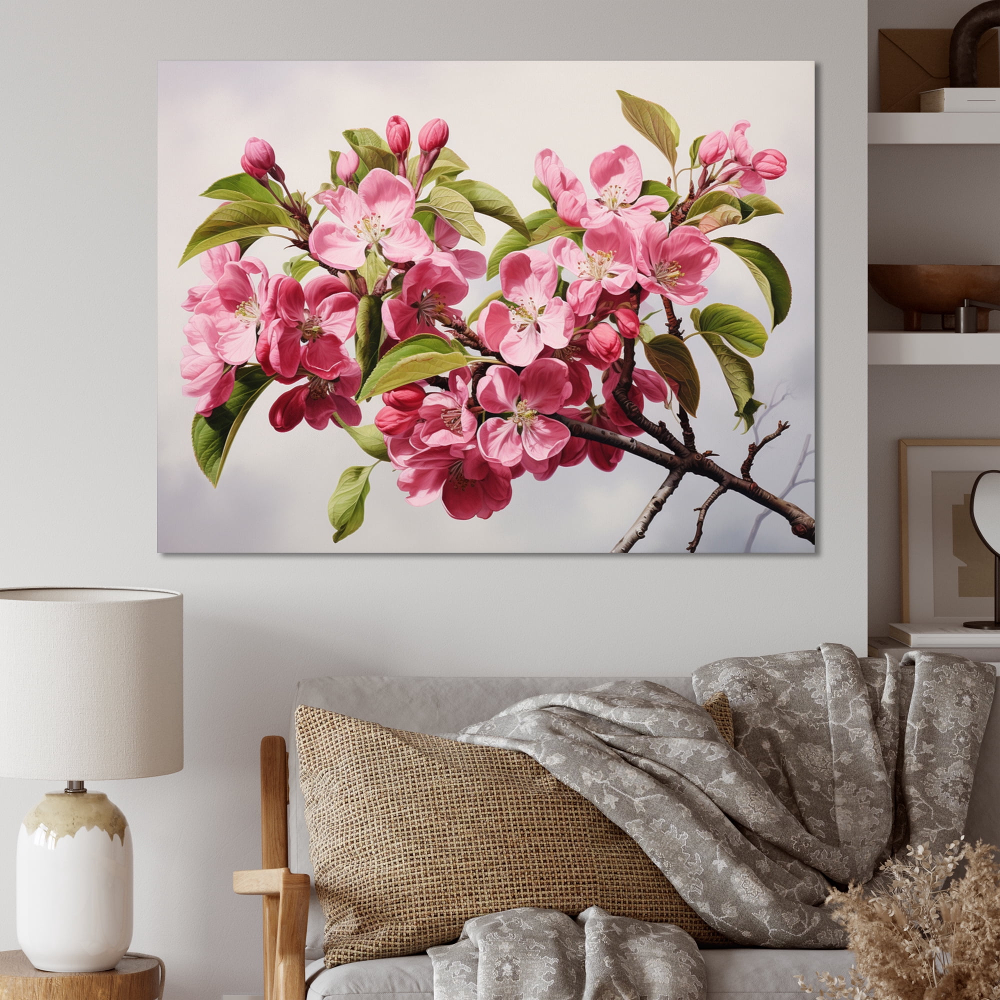 Designart "Apple Blossom Realistic botanic" Apple Blossom Wall Art ...